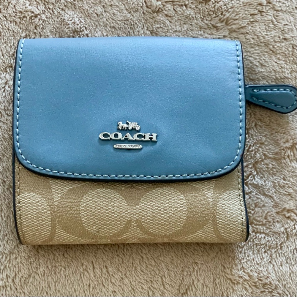 Coach Blue and Tan Wallets with Signature Style